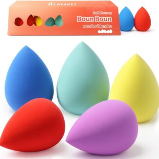 BEAKEY Makeup Sponge Set 5 Pack Micro Porous Low Absorption Soft Latex Free Foundation Beauty Sponges & Blenders for Powder Cream